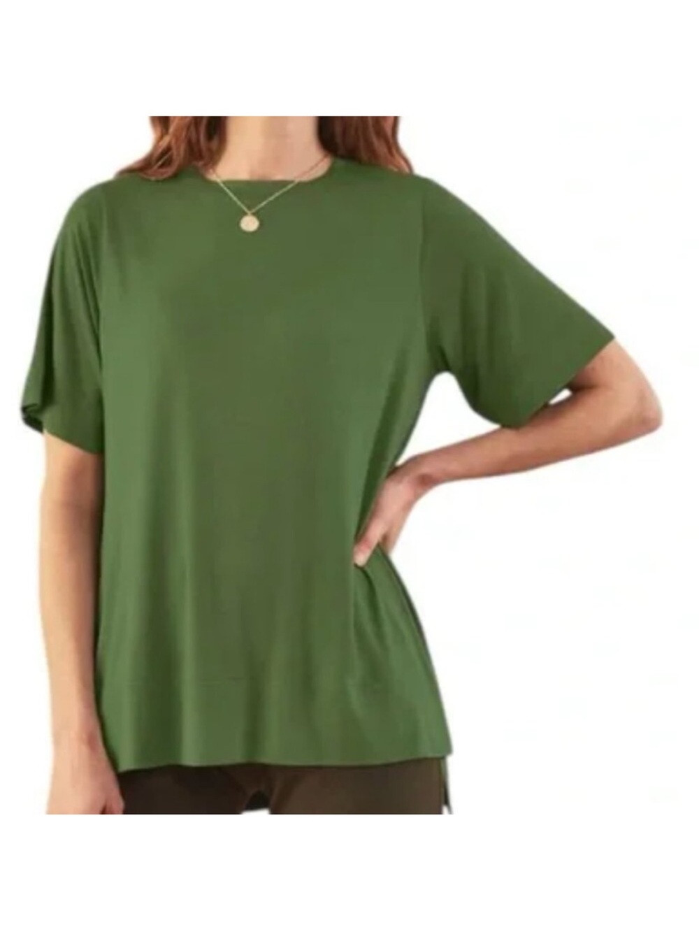 ADAY Travel Short Sleeve Crewneck Tee green stretch travel modal sz XL